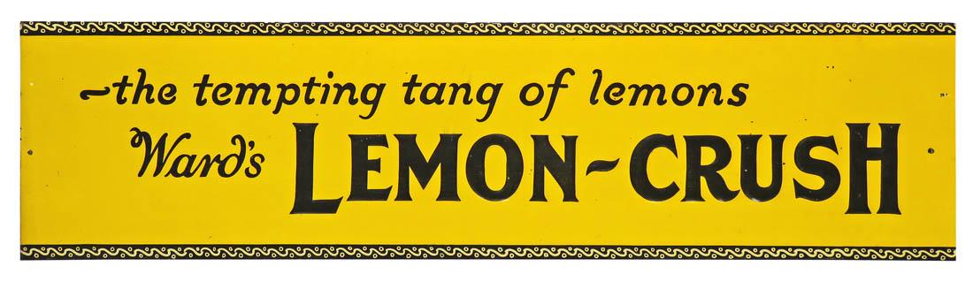 Lemon-Crush Embossed Tin Sign: Lemon-Crush Embossed Tin Sign. Excellent condition. 19 1/2 X 5 inches.