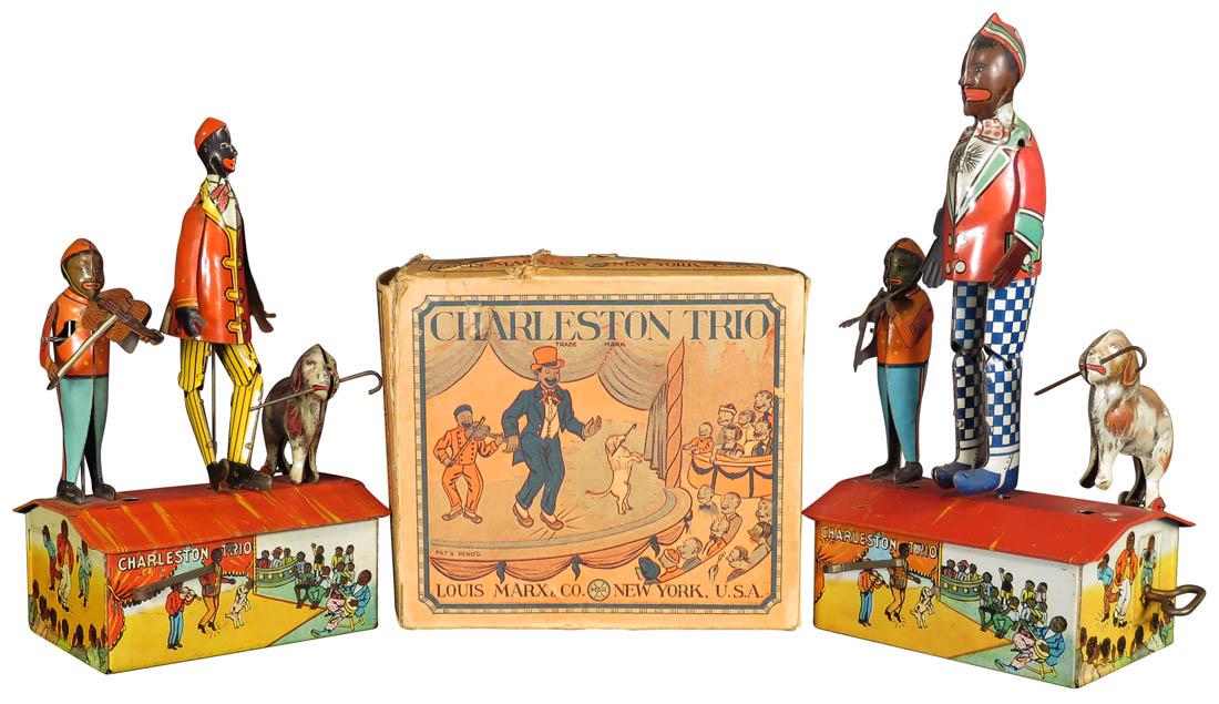 Two Louis Marx Tin Litho Charleston Trio Toys: Two Louis Marx Tin Litho Wind Up Charleston Trio Toys. Includes rare 1921 version and original box. Both in working condition.