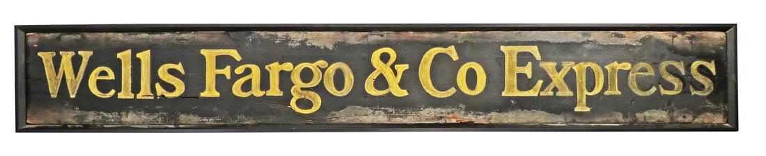 Wells Fargo & Company Express Wood Outdoor Sign: Wells Fargo & Company Express Wood Outdoor Sign. Good original condition. 72 X 11 inches.