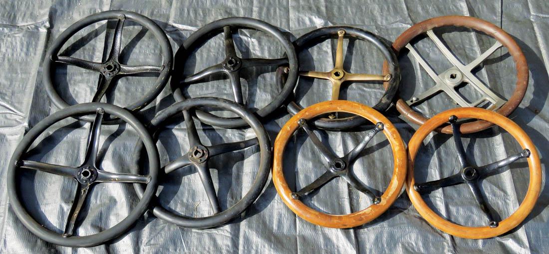 Model T Parts Collection of 8 Steering Wheels: Collection of 8 Model T Steering Wheels