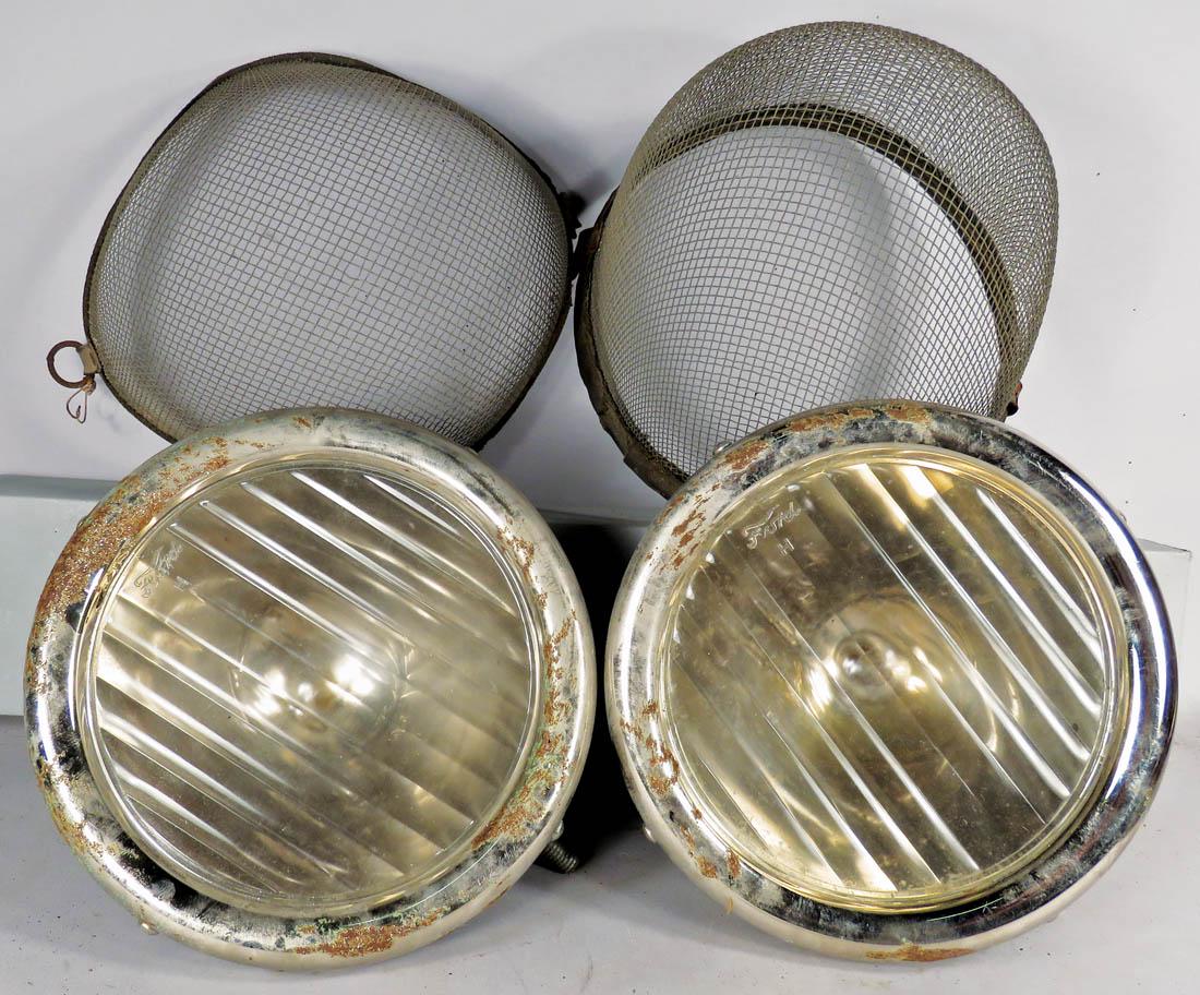 Model T Parts, Set of Headlamps with Bug Screens: Model T Parts, Set of Headlamps with Bug Screens. Sold as is.