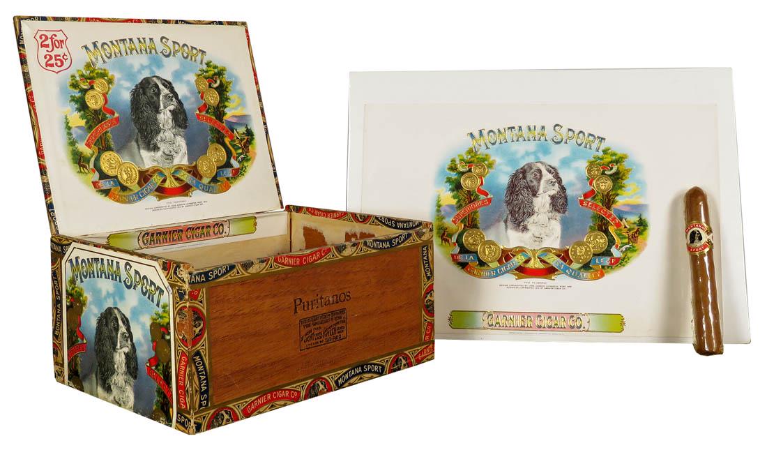 Montana Sport Cigar Label and Box: Montana Sport Cigar Label and Box. Garnier Cigar Co. Overall good condition.