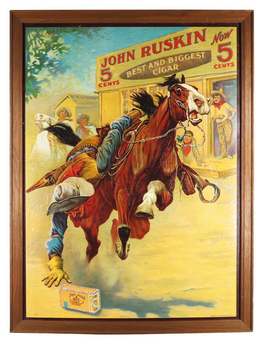 John Ruskin Cigars American Lithographic Co. Giclee: John Ruskin Cigars American Lithographic Co. Giclee. Good condition. Trimmed, 21 X 28 inches overall.