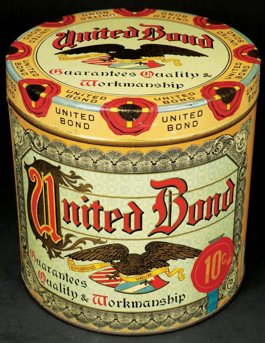 United Bond 50 Count Cigar Tin: United Bond 50 Count Cigar Tin. The Liberty Can Co. Lancaster, Pa. Excellent condition.