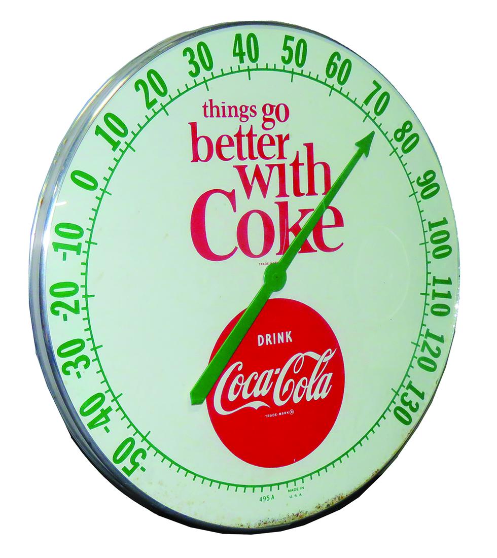 Things Go Better with Coke Thermometer: Things Go Better with Coke Thermometer. Excellent working condition. 18 inch diameter.