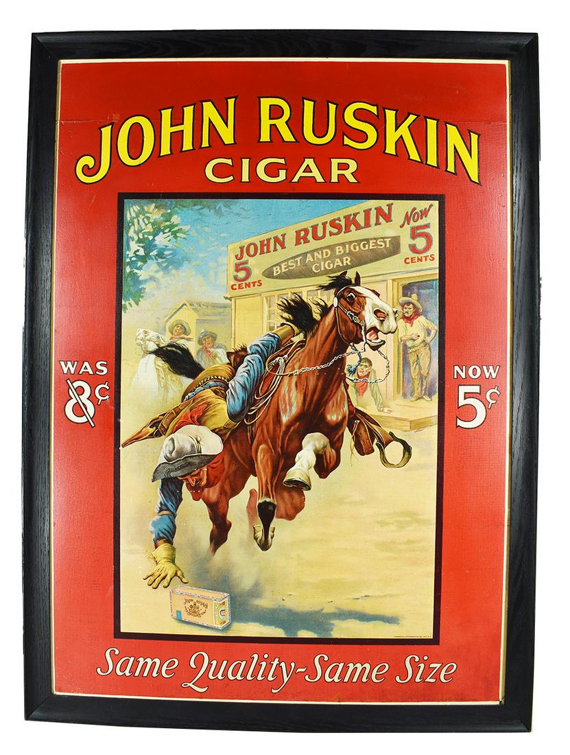 John Ruskin Cigars, Cardboard, Advertising Sign