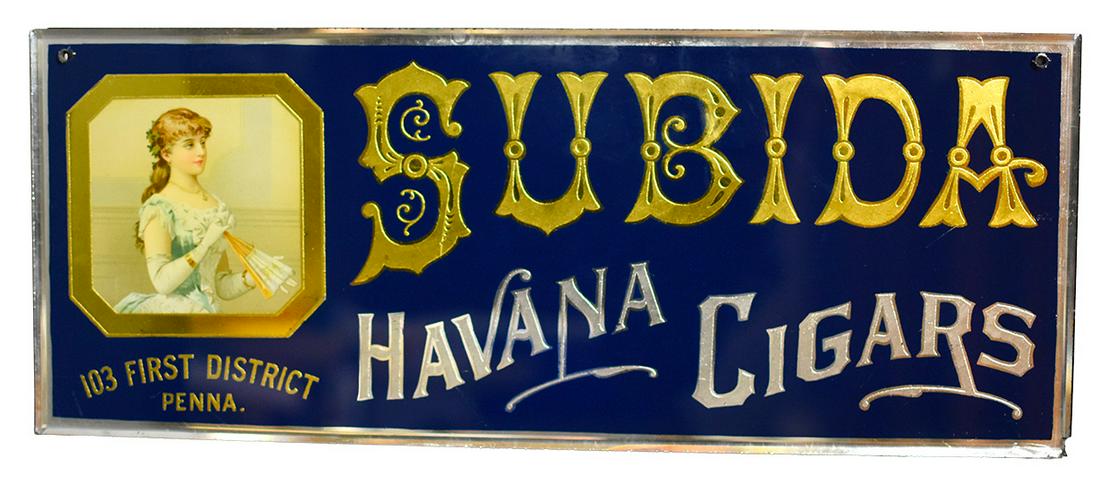 Subida Havana Cigars Reverse Glass Sign