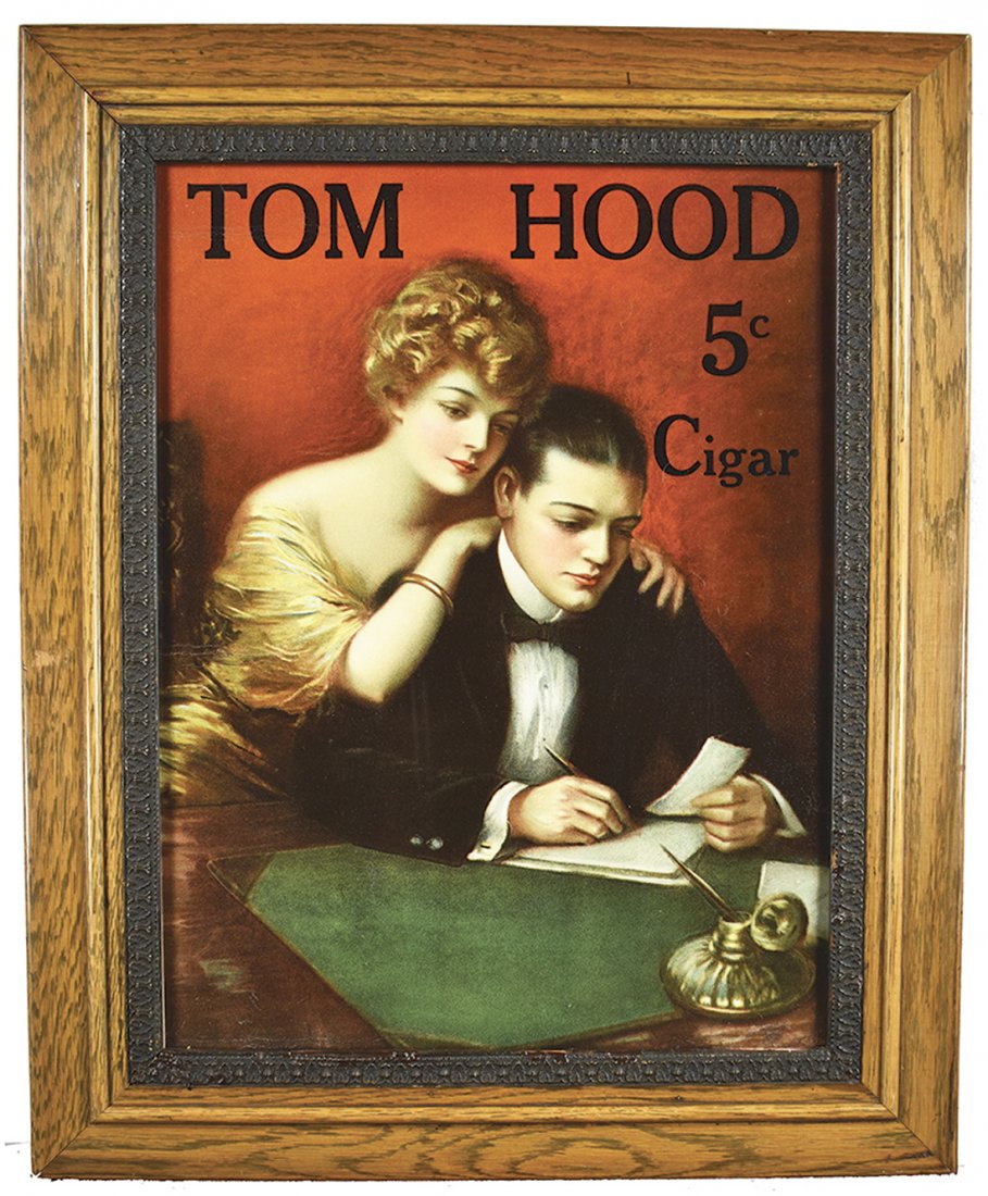 Tom Hood 5 Cent Cigars Advertising Paper Sign