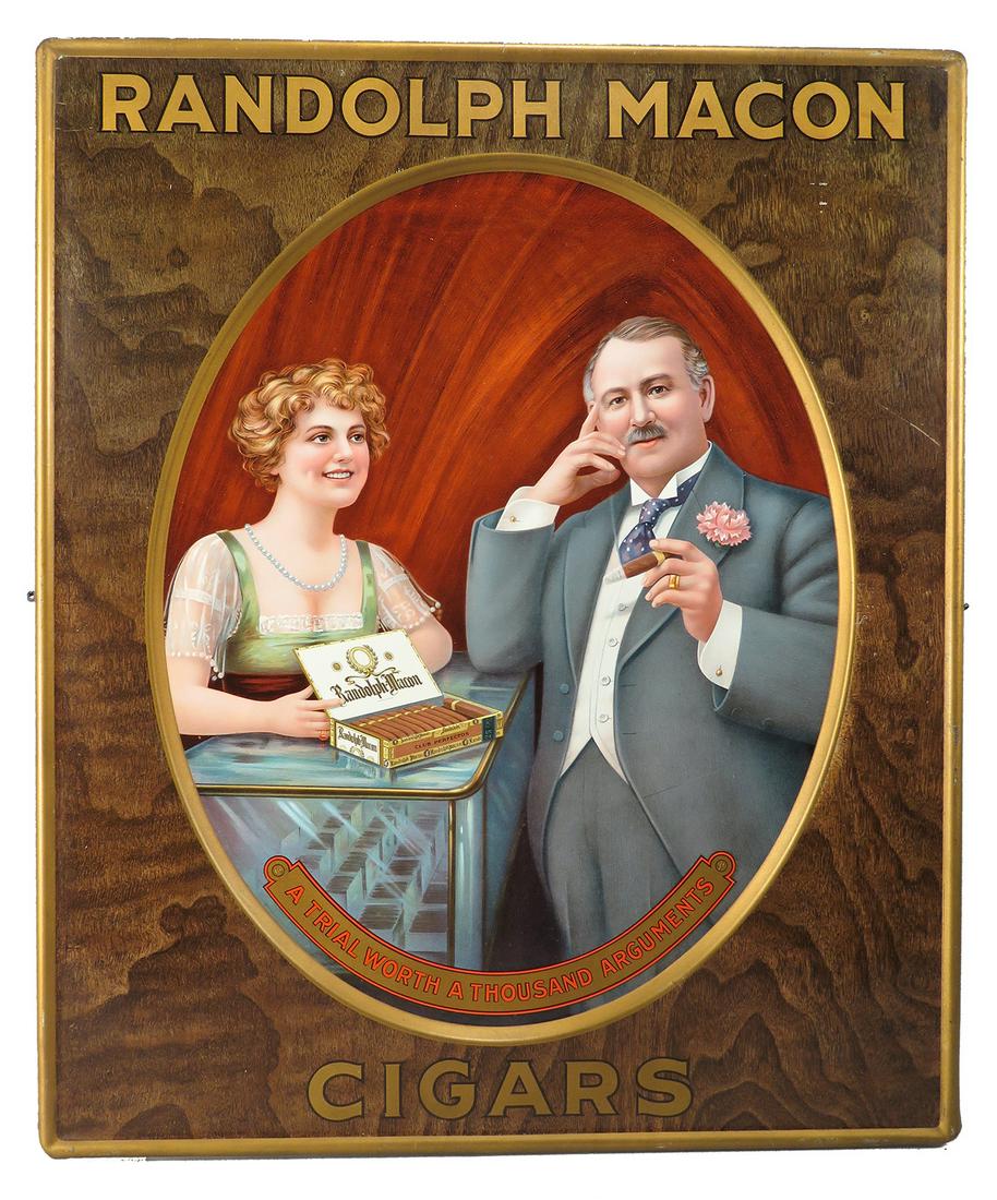 Randolph Macon Cigars Tin Advertising Sign