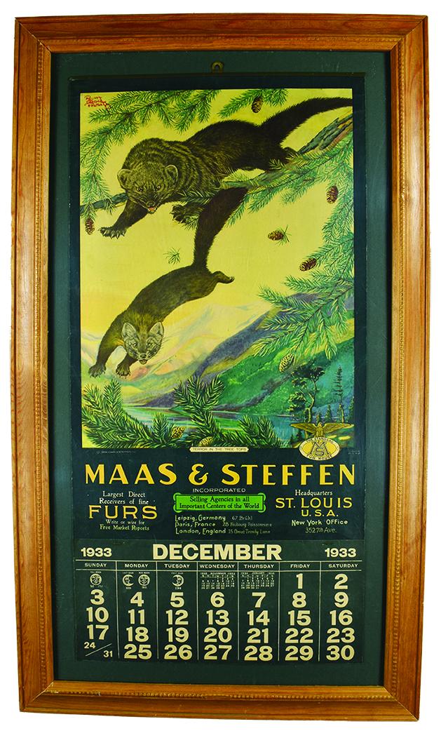 1933 Calendar For Maas & Steffen Fur Company
