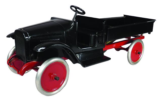 Buddy L Pressed Steel Toy Dump Truck: Buddy L Pressed Steel, Toy Dump Truck, ca. 1923. Restored condition, scratch on front left fender otherwise excellent condition. 25 inches long.