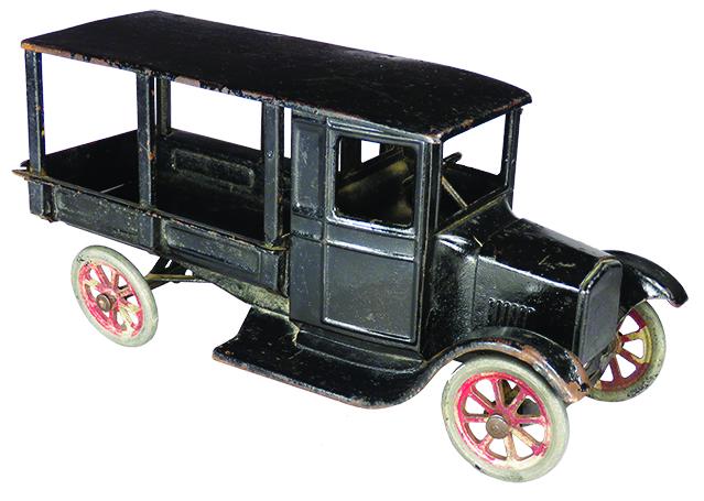 Buddy L Pressed Steel Toy Express Delivery Truck: Buddy L Pressed Steel, Toy Ford One Ton Express Delivery Flivver Truck, (Huckster), ca. 1925. Model #212A. Original condition. Scratches and normal playwear. 14 1/2 inches long.