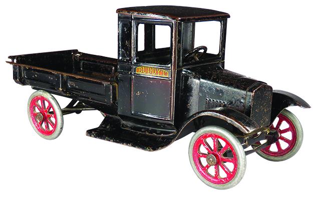 Buddy L Pressed Steel Toy One Ton Express Truck: Buddy L Pressed Steel, Toy One Ton Ford Express Flivver Truck, ca. 1925. Model #212. Original condition. Significant paint loss, good condition. 14 1/2 inches.