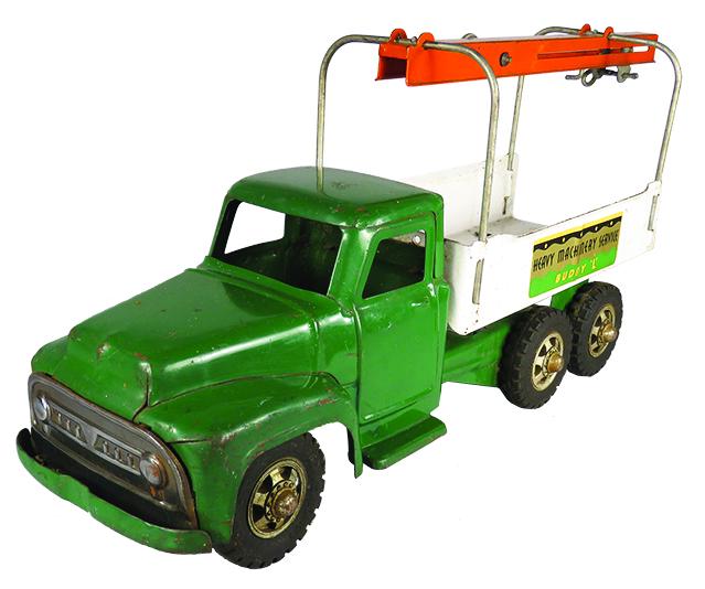 Buddy L Pressed Steel Toy Heavy Machinery Truck: Buddy L Pressed Steel, Toy Truck, ca. 1950. Heavy Machinery Service. Original condition with light scratches and normal playwear. 23 inches long.