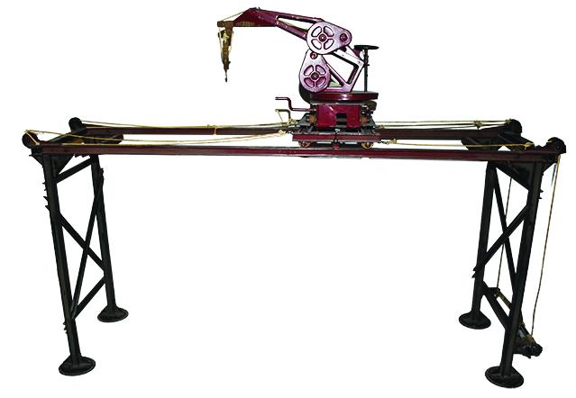 Buddy L Pressed Steel Overhead Traveling Crane: Buddy L Pressed Steel, Overhead Traveling Crane, ca. 1928-30. Model #250-A. Centerpiece of any early Buddy L Collection. Early restoration. 45 x 12 x 32inches.