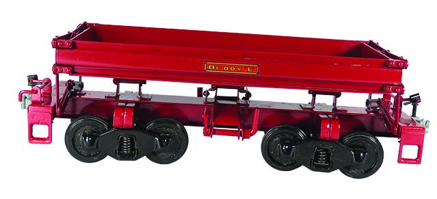 Buddy L Outdoor, Toy Single Truck Construction: Buddy L Pressed Steel, Toy Train, Single Truck Railway Construction Car, ca. 1929-31. Outdoor scale, model 1009. We were told that this is a reproduction.