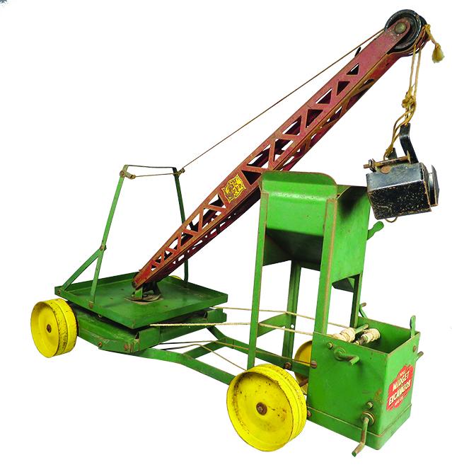 Poll Mfg. Co. Pressed Steel Toy Crane: Poll Mfg. Co. Pressed Steel Toy Crane/Midget Excavator. Ca. 1940's. Original good condition. 22 inches long.