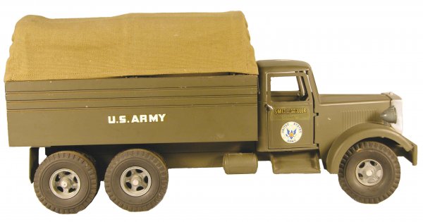 Smith Miller, US Army Troup Carrier Toy Truck: Smith-Miller Toy Truck, United States Army Troup Carrier Truck. Fred Thompson production"044". 18 1/2 inches long.