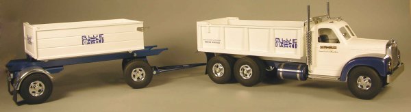 Smith Miller Toy Truck, Blue Diamond Dump: Smith-Miller Toy Truck, Blue Diamond Transfer Dump Truck w/trailer. Fred Thompson production " BW044" 39 1/2 inches long.
