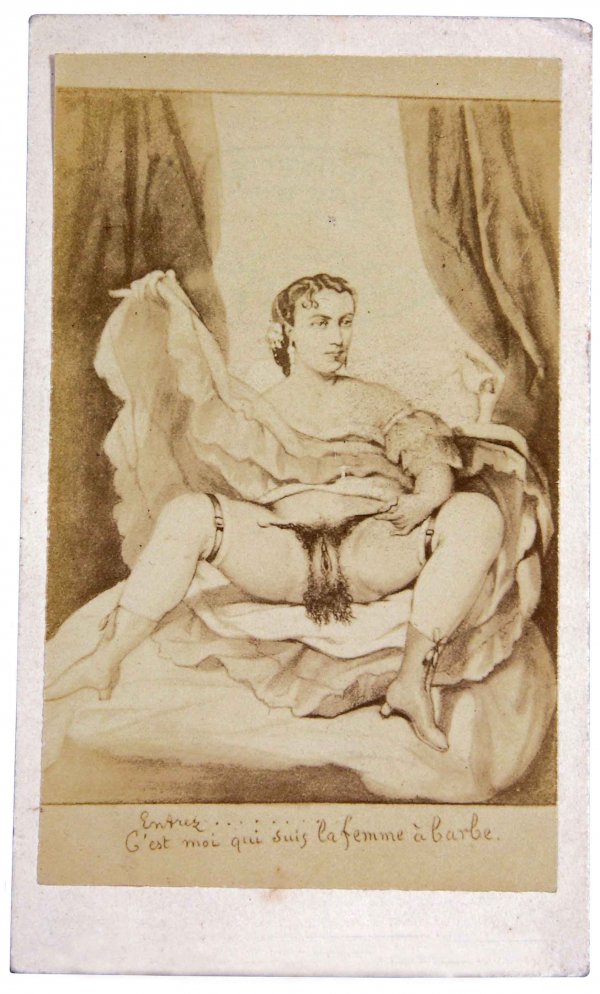 French Brothel Photo of prostitute: French Brothel Photo of prostitute with unusually long pubic hair. Excellent condition. 2 1/2 X 4 inches.