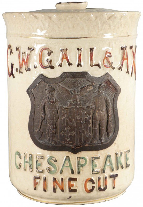 G.W. Gail/Ax Chesapeake Fine Cut Porcelain Humidor: G.W. Gail & Ax Chesapeake Fine Cut Porcelain Humidor. No chips or cracks, excellent condition. 8 inches tall X 5 3/4 inch diameter.