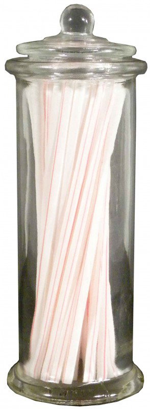 Ann's House of Nuts Glass Straw Holder: Ann's House of Nuts Glass Straw Holder with original lid. Embossed on bottom. No chips or cracks. Excellent condition. 9 1/2 inches tall.