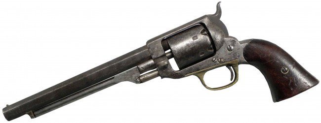 E. Whitney, New Haven, CT. Wood grips: E. Whitney New Haven, CT. Wood grips. Hexagon barrel, 6 3/4 inches. Rust pitting throughout otherwise good condition.