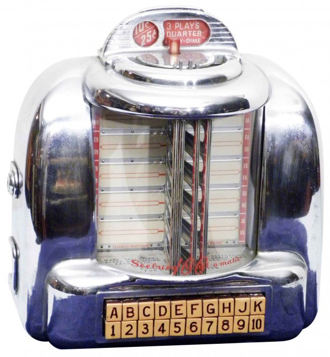 Seeburg "100 Wall-O-Matic": Seeburg "100 Wall-O-Matic" Remote Wall Box Record Selector. 10/25 cent. Flip pages for selection. Very good original condition. 12 X 13 X 5 1/2 inches.