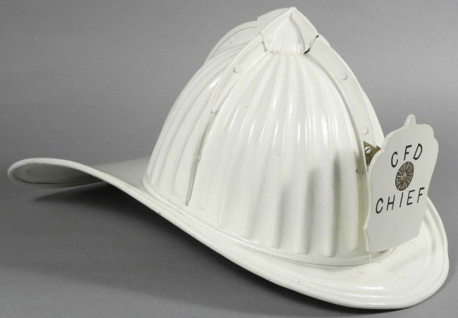 C F D Chief Firemen's Helmet: C F D Chief Firemen's Helmet. The Shield and style of this helmet was exclusive to the Cincinnati Fire Department. The Pettibone Bros. Mfg. Co. Military and Society Goods, Cincinnati, O. Helmet and in