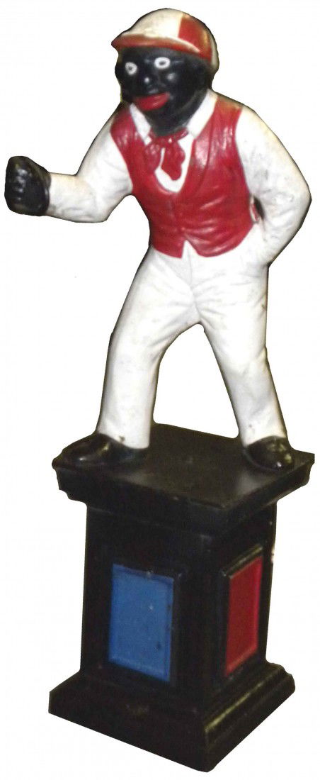Cast Iron Lawn Jockey: Cast Iron Lawn Jockey. Good condition. 38 inches tall.