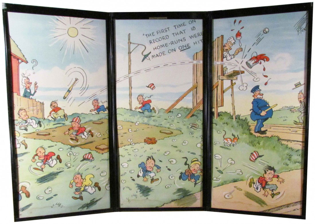 Winchester Window Display: Winchester Window Display Cardboard panels. Three 2 sided panels. One with a sports cartoon and the other garden tools cartoon. Does not include metal frame. Very Good Condition. Panels are 18 1/4 X 4