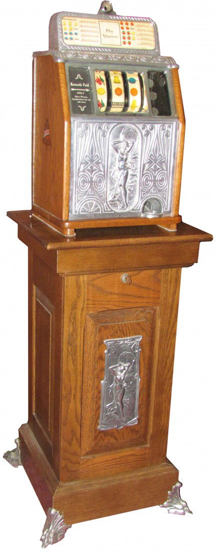 Superior Bell Quarter Slot Machine with Stand: Superior Bell, Quarter, Nude Slot Machine. Excellent Working Condition. Comes with key and Contempory Nude Stand.