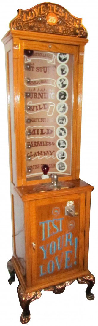 Love Tester Arcade Game: Love Tester Arcade Game. Professionally restored, excellent working condition, with keys. 88 inches tall.