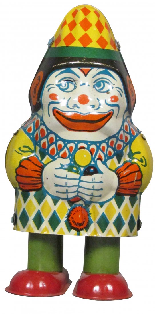J. Chein Tin Toy # 76 Walking Clown: Walking Clown J. Chein Tin Toy # 76. One of the first walkers made in the mid 1920's-early 30's. Excellent condition. 5 1/2 inches tall.