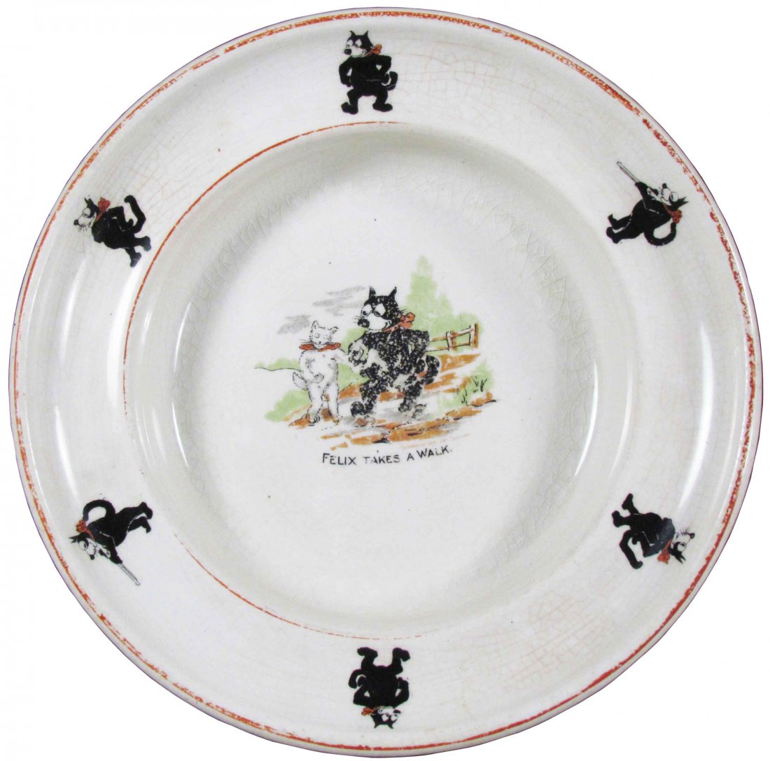 Felix the Cat Limoges China Co. Baby Plate: Felix the Cat Limoges China Co. Baby Plate. Edge paint worn and normal crazing otherwise good condition. 8 1/2 inch diameter.