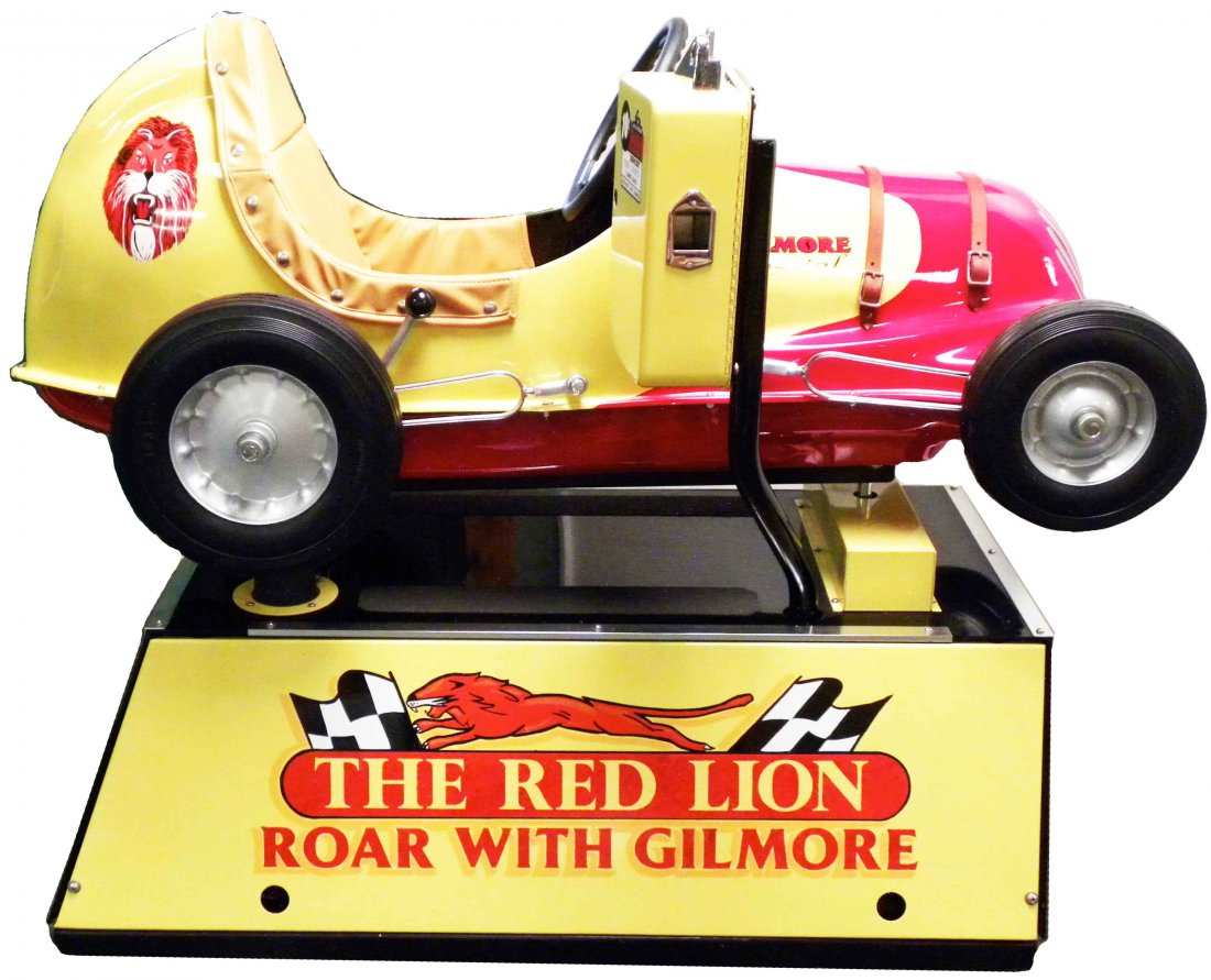 Gilmore Special Coin Operated Kiddie Ride: Gilmore Special Coin Operated Kiddie Ride. "The Red Lion", 10 Cent ride. Excellent restored condition. 55 X 42 X 30 inches.