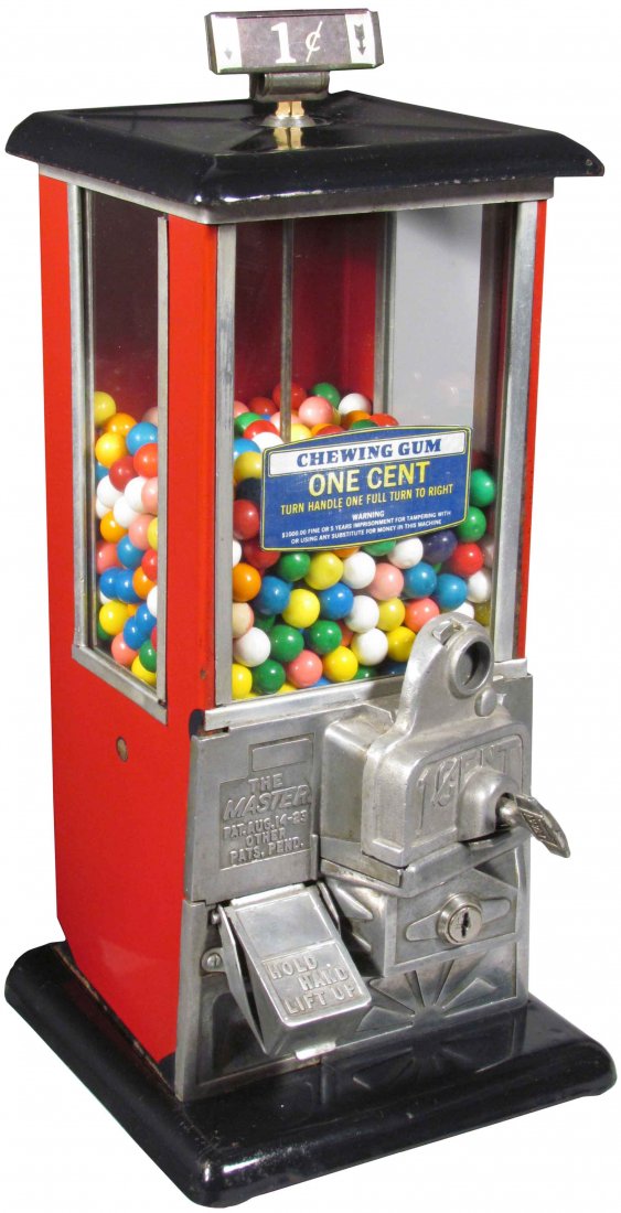 Master 1 Cent Gumball Machine: Master 1 Cent Gumball Machine. Excellent original condition. 8 X 16 X 8 inches.