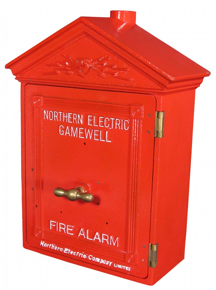 Gamewell Cast Iron Outdoor Fire Alarm Box: Gamewell Cast Iron Outdoor Fire Alarm Box. Northern Electric Co. Ltd. Complete, restored condition. 12 1/2 X 18 X 6 3/4 inches.