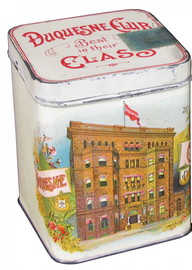Duquesne Club Cigar Tin: Duquesne Club 25 Count Cigar Tin. Ritter Can Co. Excellent color and graphics. Excellent condition.