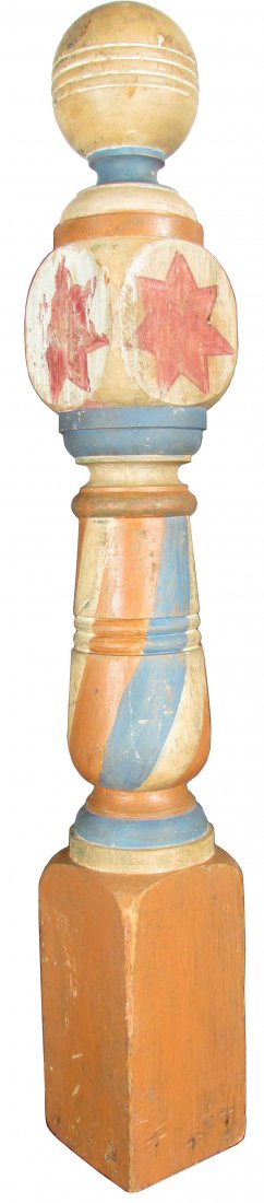 Wood Barber Pole: Wood Barber Pole. Great folk art piece. Original paint. Very good condition. 36 inches tall.