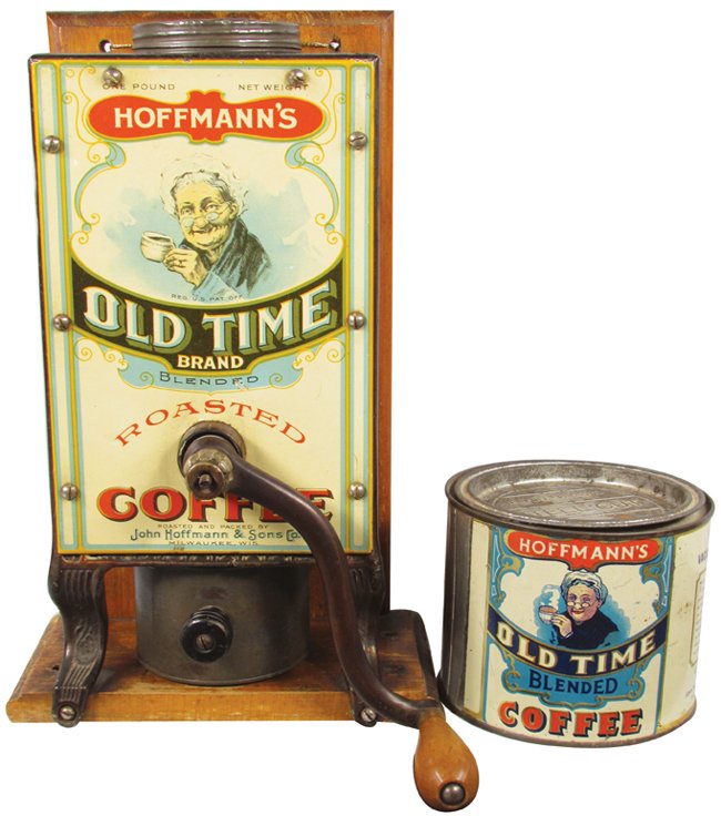 Hoffmann's Old Time Brand Coffee Grinder & Tin