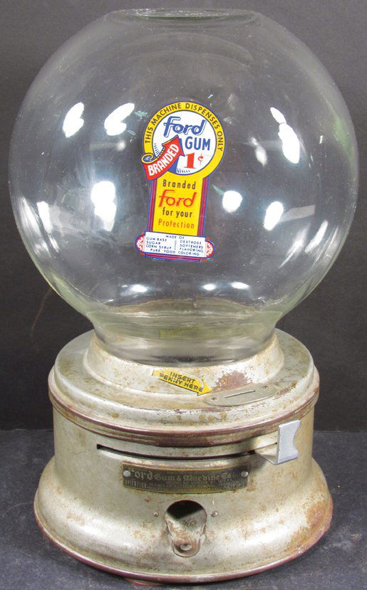 Ford One Cent Gumball Machine: Ford Gum & Machine Co. One Cent Gumball Machine. Steel. Very good working condition. 12 inches tall.