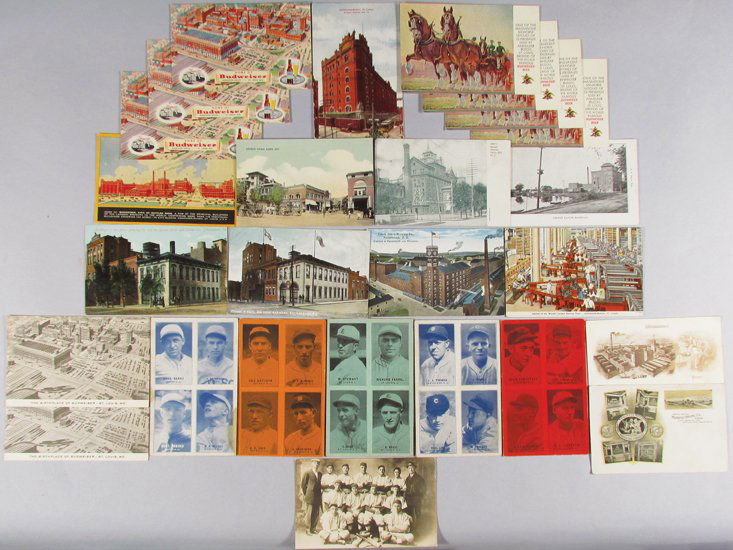 Collection of 26 Miscellaneous Antique Post Cards: Collection of 26 Miscellaneous Antique Post Cards. Brewing images include Grand Rapids Brewery, Anheuser St. Louis, Frank Jones Brewing, Indianapolis Brewing Co., Lemp and Brewery Ave Bisbee, AZ. Spor