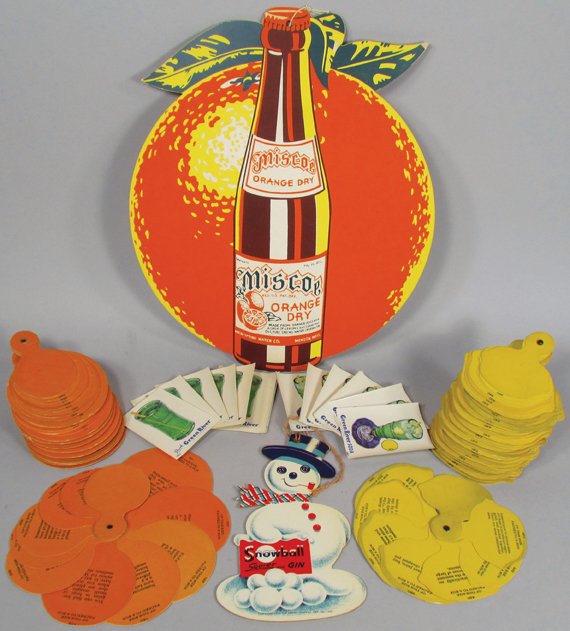 Collection of Citrus and Soda Items: Collection of Citrus and Soda Items. Approximately 61 total items. Gauges for Lemon and Orange crate packing. Green River and Miscoe Springs (11 1/2 X 13 1/2 inches).