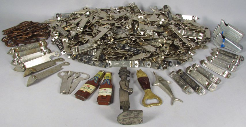 Quantity of Advertising Bottle Openers: Quantity of Advertising Bottle Openers. Approximately 425. Various brands include Coke, Oretel, Stoz, Oretel, Barq's and assorted.