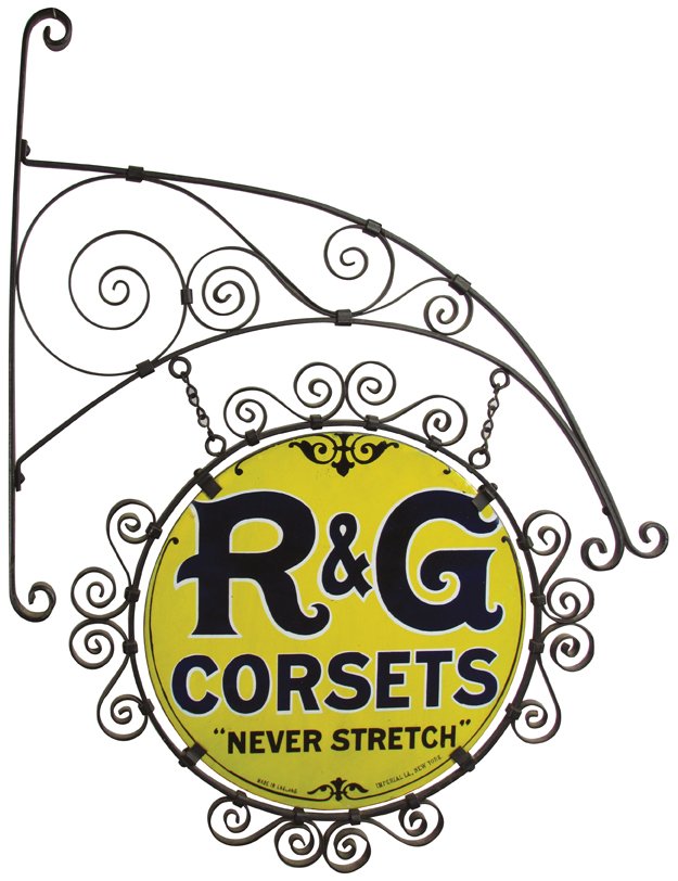 R & G Corsets Porcelain Sign
