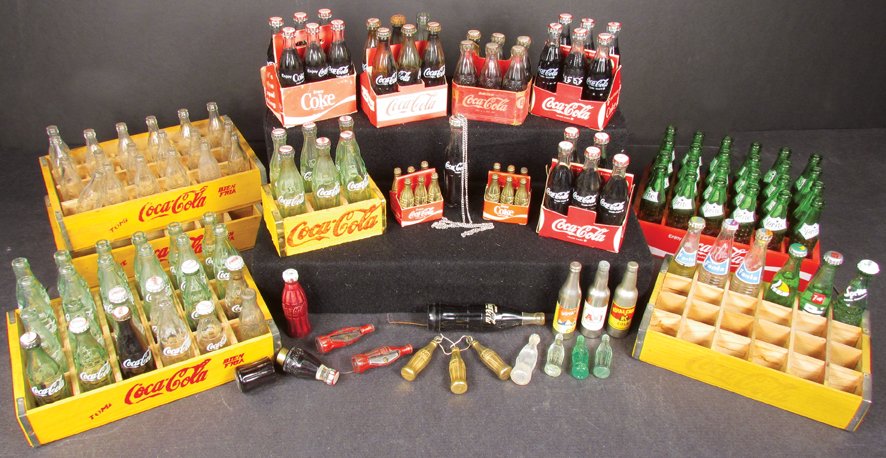 Collection of Coca Cola Miniatures: Collection of Miniature Coca Cola Bottles, Packs and Cases. Includes coca cola promotional items and 7-UP/Sprite/Teem and Fanta. Overall very good condition.
