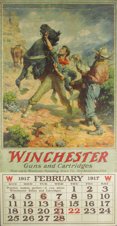 1917 Winchester Calendar by Artist W.R. Leigh