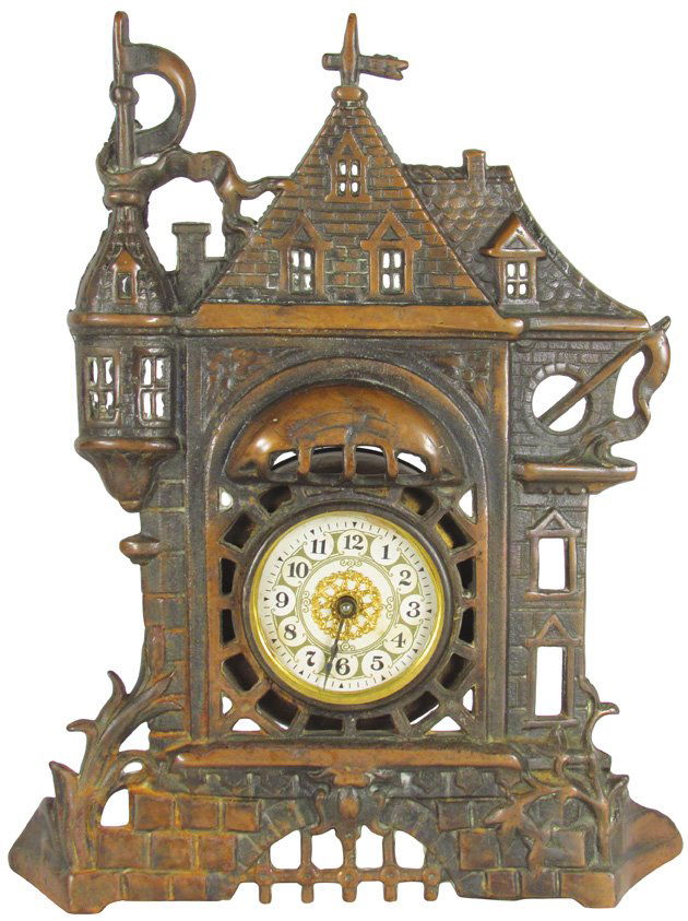 Cast Iron "castle" Figural Clock