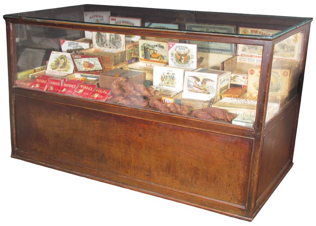 Floor Model Tobacco Store Humidor: Floor Model Tobacco Store Humidor. Marble base. Product not included. 60 X 42 X 25 inches.